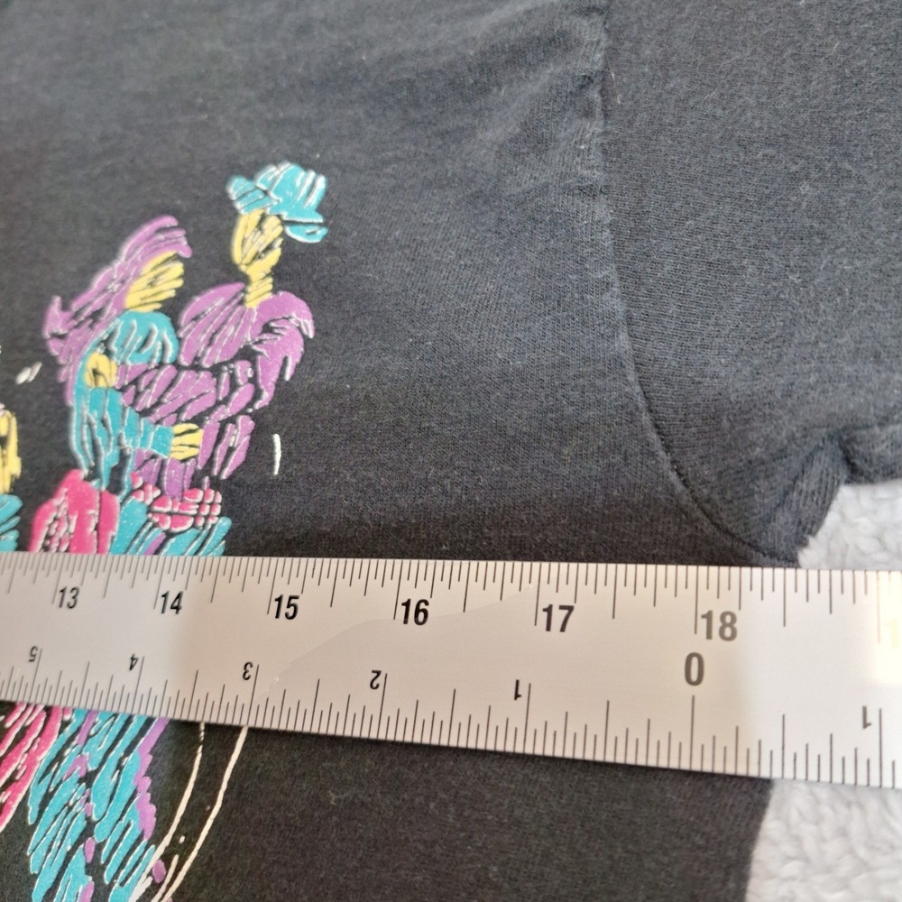 Fruit of the Loom T-Shirt Mens M Black Vintage 90s Square Dance Neon Puff Print - Picture 5 of 7